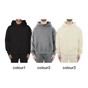 Vente en gros de sweats à capuche imperméables surdimensionnés de haute qualité en coton 100% 450 g/m² pour hommes, logo personnalisé imprimé à l'écran, sweats à capuche épais - Product Image 4