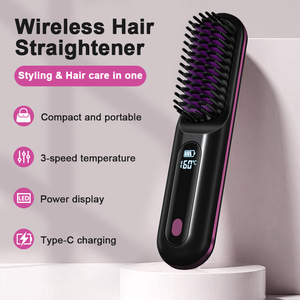 SHOmfrs Electric Hot Hair Straighteners Hot Comb and Straightening Brush Hair Styling Appliances Home Portable Curling Iron - Product Image 3