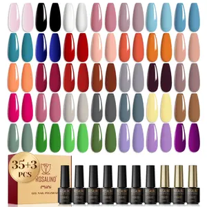 ROSALIND Low Moq High Quality Soak Off Long Lasting 38PCS Gel Nail Polish Set With Base Glossy And Matte Top Coat For All Season