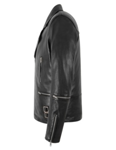 Custom 100% Genuine Black Nappa Leather <b>Men</b>’s <b>Jacket</b> Warm Lined YKK Zipper Private Label OEM Wholesale Supplier Winter Outerwear - Product Image 3