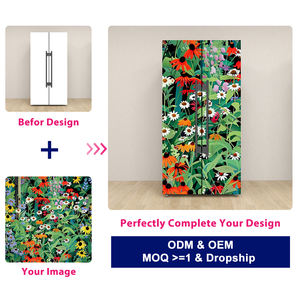 Impresión bajo demanda autoadhesiva vinilo puerta <span class=keywords><strong>Mural</strong></span> pegatina, Peel and Stick extraíble refrigerador envoltura calcomanía decoración del hogar - Product Image 2