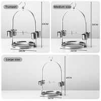 Perchoir pour perroquet en acier inoxydable, 4 coupelles, base ronde, option suspendue, support portable pour oiseaux/cage