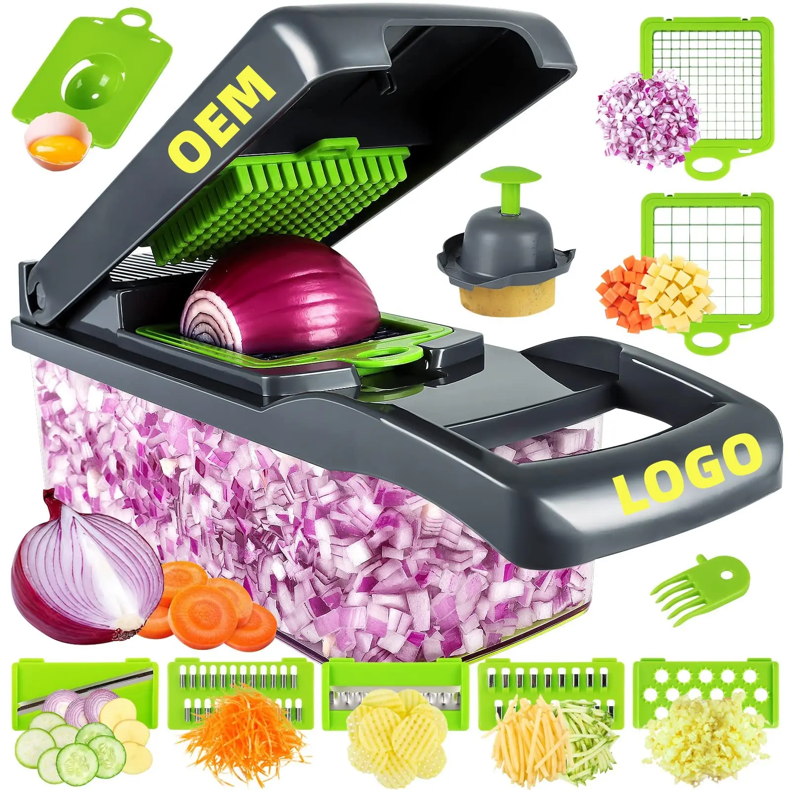 Amz Bán Chạy Nhà Bếp 12 Trong 1 Đa Chức Năng Thực Phẩm Dicer Mandoline Rau Slicer Hành Tây Rau Cutter Chopper