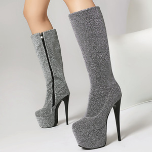 Woman Mid-Calf <b>Boots</b> Round Toe Chunky Heel <b>Platform</b> PU Zip Closure All Seasons Style Drop Shipping - Product Image 6
