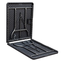 Ensemble de table pliante en plastique à texture rotin moderne de 1,8 m pour hôtel et hôpital, utilisation intérieure/extérieure, résistant aux taches, imperméable, portable