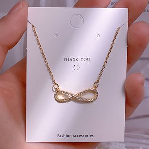 Collier tendance pour femme, vente chaude, personnalisé, en cuivre, luxe léger, plaqué or, cristal, <span class=keywords><strong>symbole</strong></span> de l'infini en forme de <span class=keywords><strong>cœur</strong></span>, pendentif en forme de 8 - Product Image 5