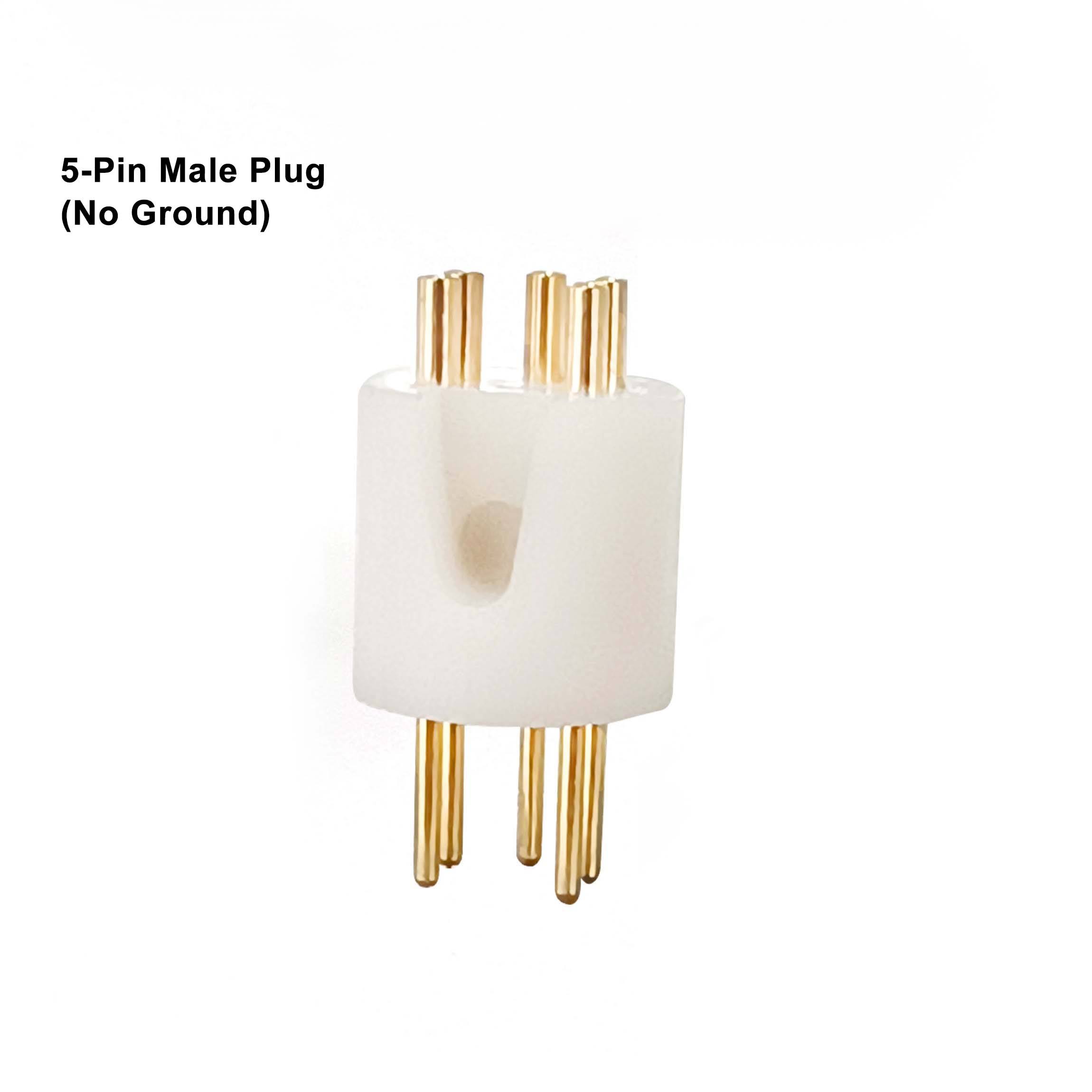 Prise mâle à 5 broches en or blanc (sans terre)