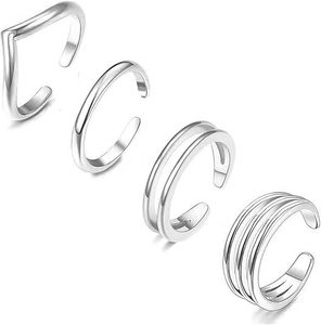 European American copper gold silver plated open toe <b>rings</b> multi style cz flower twisted smooth <b>adjustable</b> stackable band - Product Image 5