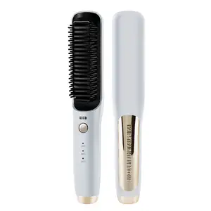 Hair Straight curling dual-use ceramic wireless USB charging multi-functional Hair styling brush hair straightener comb