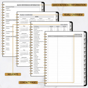 Nouveau carnet A4 spirale 2026 avec estampage à chaud, planificateur <span class=keywords><strong>de</strong></span> planning, gestion du temps, enregistrement du <span class=keywords><strong>travail</strong></span>, agenda <span class=keywords><strong>de</strong></span> bureau, papeterie professionnelle, cadeau - Product Image 5