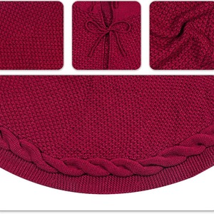 Falda de árbol de Navidad de punto roja de 62CM/92CM/122CM para decoraciones de fiestas en casa y árboles de Navidad, ideal para Navidad y Año Nuevo. - Product Image 3