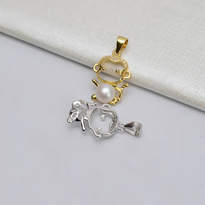 Colgante de Plata S925 con los Doce Monos del Zodiaco, Perla de 7-8 mm, Diadema para Mujer, Accesorios de Joyería DIY, Bandeja Vacía, Dijes de Moda - Product Image 2