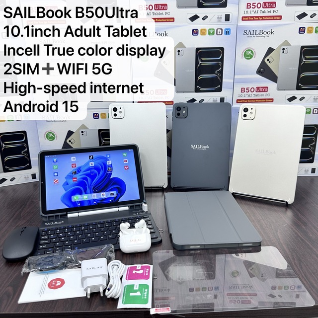 B50U 10.1-inch Touchscreen with Full Lamination MTK 16+512GB Android 15 10000mah Support Google Play TABLET 2 SIM WITH WIFI