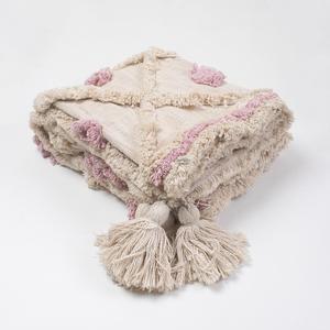 Jeté en coton 100% fait main, jeté tissé pour la chambre à coucher, jetés bohèmes ivoire, décoration intérieure, couverture - Product Image 4