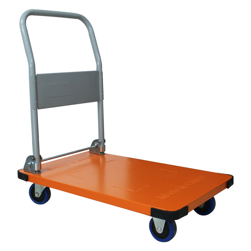 Black Heavy Duty Foldable Steel Warehouse Hand Platform Truck Trolley 300kg