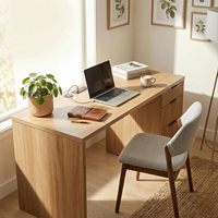 Mesa de Computadora Multifuncional Moderna para el Hogar con Toma de Corriente USB Integrada, 3 Cajones de Almacenamiento, Fabricada con MDF Ecológico