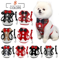 2022 élégant luxe chien harnais et collier ensemble réglable tissu Pet Bow accessoires