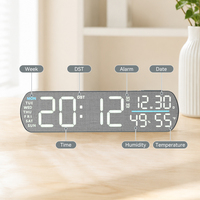 Horloge numérique intelligente de table en bois avec affichage LED de la température, multifonctionnelle, pour la décoration du salon