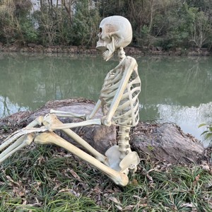 Decoración de Halloween de 60 pulgadas, esqueleto de cuerpo completo con articulaciones protables <span class=keywords><strong>para</strong></span> posar, esqueleto, foto, interior - Product Image 6