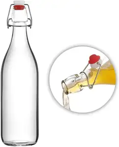 Swing Top Round Clear Kombucha Fruchtsaft Getränk Getränke glasflaschen mit Schnallen verschluss