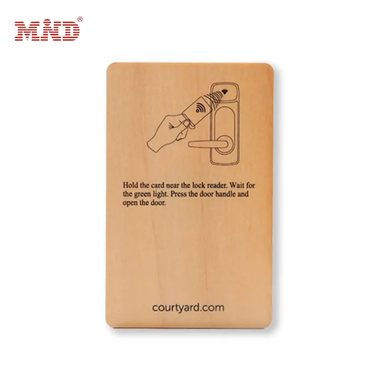 بطاقات أعمال من خشب الخيزران قابلة للبرمجة RFID iso443a NTAG 14tag/NTAG wood NFC فندق خشبي