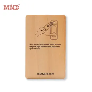 بطاقات أعمال من خشب الخيزران قابلة للبرمجة RFID iso443a NTAG 14tag/NTAG wood NFC فندق خشبي