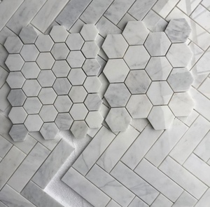 Carrara White Marble <b>Mosaic</b> Tiles 10mm Thick Modern Round for Room - Product Image 1