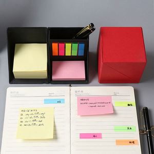 Bloc de Notas Autoadhesivo en Forma de Cubo con Diseño Personalizado, Juego de Portaplumas de Papel Kraft, Caja con Impresión de Logotipo Incluida, Promocional - Product Image 4