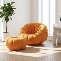 Canapé paresseux individuel en forme de citrouille, pouf moderne capitonné, canapé inclinable confortable et compact pour salon et chambre à coucher