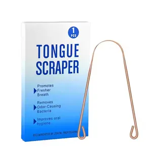 Tongue Wholesale Copper Tongue Scraper Fighting Bad Breath U Shape Tongue Cleaner Scraper Stainless Steel For Adult