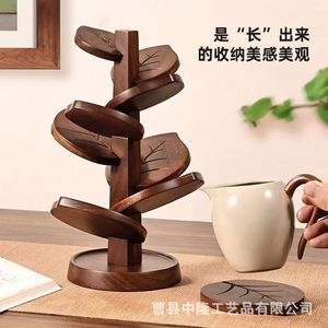 Wooden <b>Tree</b> Shaped Coaster Stand Heat Resistant <b>Table</b> Mat Leaf Design <b>Christmas</b> Decor Home Decoration - Product Image 1