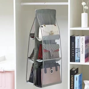 Household bag storage <b>hanging</b> bag, double-sided multi-layer storage dustproof bag, <b>hanging</b> foldable leather bag organizer. - Product Image 2