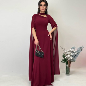 Venta al por mayor para boutiques: Nueva colección de verano 2026 - Vestido de manga larga transpirable de poliéster/algodón, corte A, elegante, sexy y que estiliza la figura. - Product Image 3