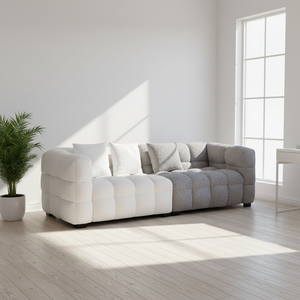 Krem Rengi Bulut Kanepe Minimalist Kumaş Çerçeveli Düz Modüler Bölmeli Dinlenme Koltuğu Küçük Daire Oturma Odası İçin - Product Image 1