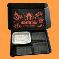 Ensemble de boîtes à bento élégantes, recyclables, pliables, jetables, portables, avec barbecue au charbon de bois, imprimées en quatre couleurs, avec grille intégrée et protection UV