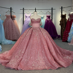 Robe de Quinceañera Jancember 6848, rose profond, robe de bal à paillettes, robe de mariée <span class=keywords><strong>framboise</strong></span>, robe scintillante pour fête d'anniversaire de 16 ans, banquet, événement - Product Image 2