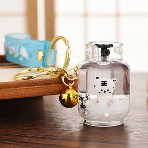 Creative Cute Gas Tank Little Tiger Liquid Keychain for Girl Gift Cartoon <b>Floating</b> Tiger Footprint Sequins Oild Doll Bag Keyring - Product Image 2