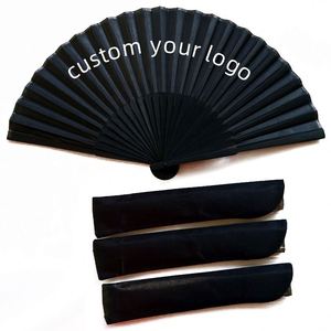 พัดไม้ไผ่พับได้ขนาดใหญ่สีดำ ตกแต่งโลโก้ส่วนตัว พิมพ์ลายตามสั่ง - Product Image 1