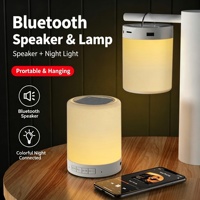 Lámpara de Noche con Control Táctil, Cambio de Color RGB, Altavoz, BT5.2, Reproductor de Tarjetas TF, Portátil, para Colgar Junto a la Cama, Recargable, con Audio