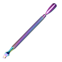 Kit professionnel de 8 outils de manucure et nail art en acier inoxydable arc-en-ciel, double embout, réutilisable, pousse-cuticules et éliminateur de peaux mortes