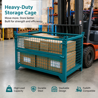 Cage de stockage empilable en acier au carbone, conteneur pliable en maille robuste galvanisé pour la logistique industrielle