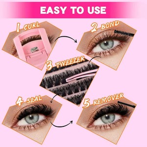 Kit de <span class=keywords><strong>Cils</strong></span> en Grappes DIY Manga Fairy Marque Privée, Effet Ange Segmenté, Faux <span class=keywords><strong>Cils</strong></span> Épais Style 10-16mm, Sans Cruauté Animale, Lot de Gros - Product Image 3