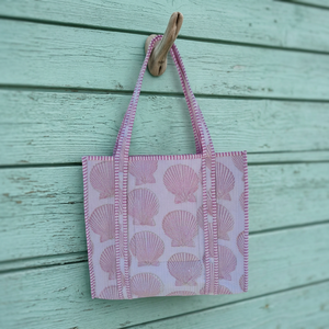 Bolsa de Mano Grande de Verano con Estampado de Bloques, Bolsa de Algodón para Fin de Semana, Bolsa de Compras, Bolsa de Viaje Hecha a Mano para Mujer - Product Image 3