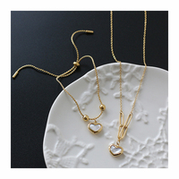 Wit Parelmoer Shell Rvs Hart Hanger Ketting Armband Sets Sleutelbeen Ketting 18K Gouden Sieraden Niet Aantasten
