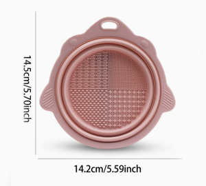 وعاء تنظيف فرش المكياج من السيليكون متوفر، حصيرة تنظيف قابلة للطي ووسادة إسفنجية لتنظيف أدوات المكياج - Product Image 2