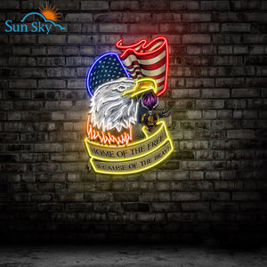 Drop Shipping Design personalizzato gratuito vari casa patriottico aquila insegna al Neon con bandiera americana ali luci al Neon - Product Image 3