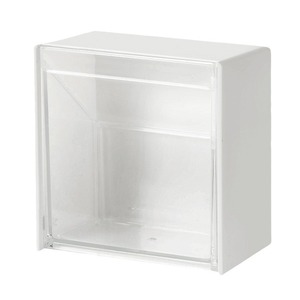 Caja de almacenamiento montada en la pared, cuadrada, blanca, cubierta, para uso en el baño, dormitorio, toallitas de algodón, accesorios de maquillaje - Product Image 5