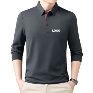 Chemise polo à manches longues en coton uni, de haute qualité, avec logo personnalisé, pour hommes et femmes, uniforme de travail, t-shirts imprimés et brodés - Product Image 4