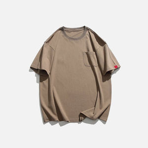 T-shirt décontracté KingSen surdimensionné 100 % coton à manches courtes pour homme avec poche, coupe ample, idéal pour le style urbain - Product Image 5