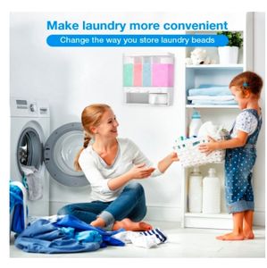 Boîte de rangement pour pain à 4 compartiments, avec perles parfumées, murale, pour aliments secs, organisation de cuisine, distributeur de riz, tasses doseuses, en PP - Product Image 2